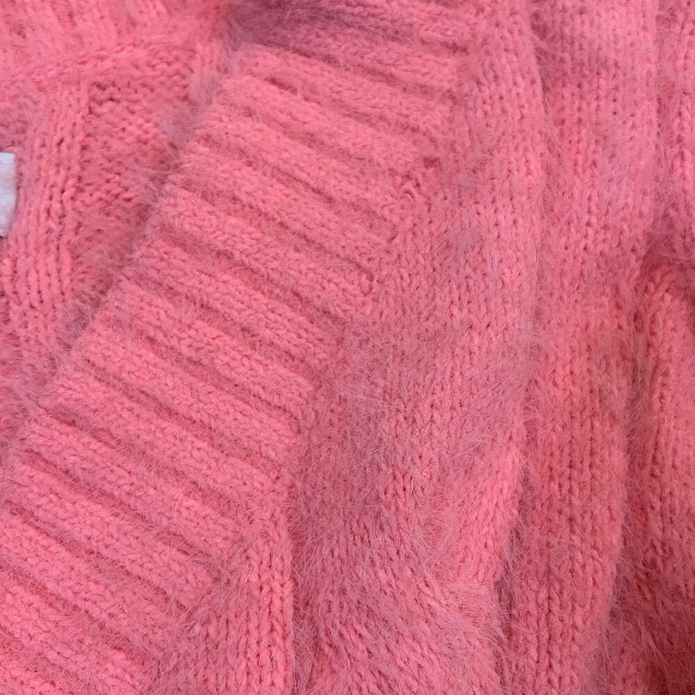 Lucky Brand Women Medium Barbiecore Pink Fuzzy V-Neck Taylor Swift Sweater